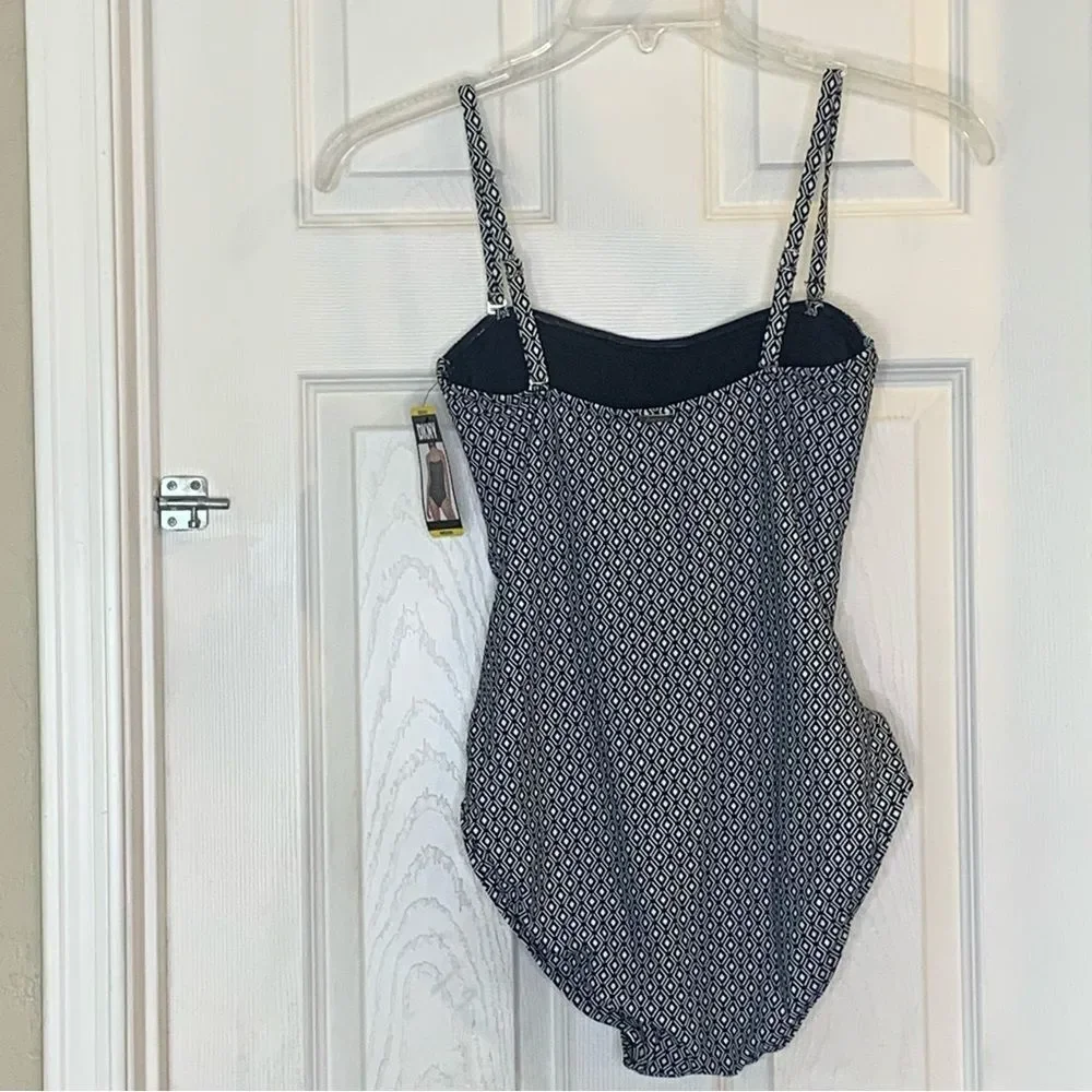 Womens DKNY One Piece Swimsuit Black/White Print Size Medium UPF Protect - Picture 11 of 11